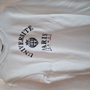 Vintage Universite of Paris France Tour D' OR D'OR White Sweatshirt Sz L Large